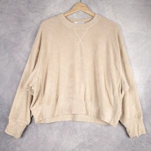 Araminta James Terry Sweatshirt Womens 6 Tan Cropped Dolman Sleeve Athleisure
